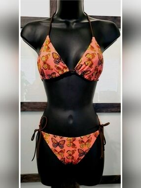 Vintage Victoria's Secret Y2K Butterfly Triangle String Bikini Swim Suit sz S